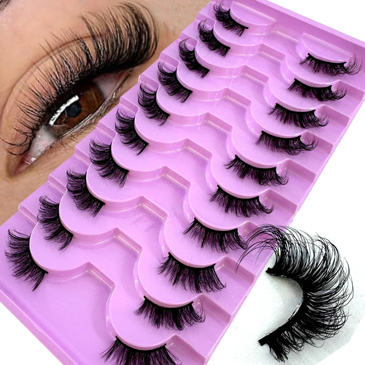 AMSDCN Half Lashes 10 Pairs Half Lashes Soft Natural Cat Eye Lashes Makeup Tool Fake Eyelashes Extension Fluffy Faux Cils
