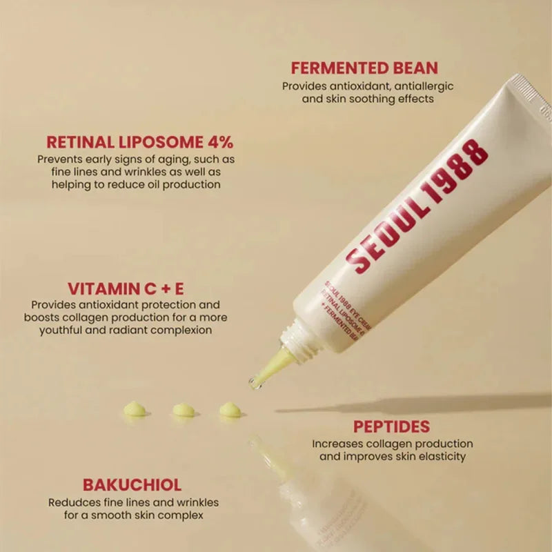 Seoul 1988 Retinol Eye Cream 4% Anti Aging Eye Treatment Dark Circles, Wrinkles, Puffiness Firming & Lifting Eye Cream For Women