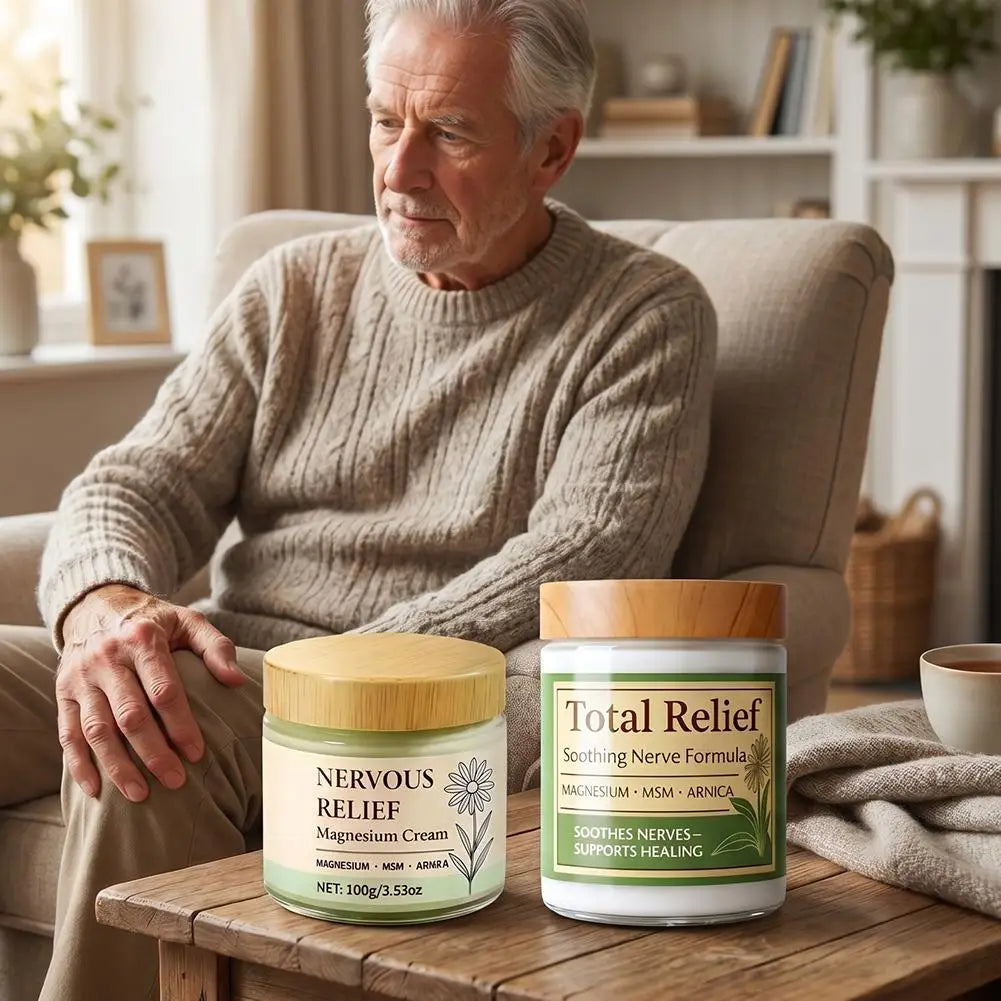 Natural Total Relief Nerve Soothing Cream, Magnesium & Arnica Infused Moisturizer for Daily Body Care & Skin Brightening