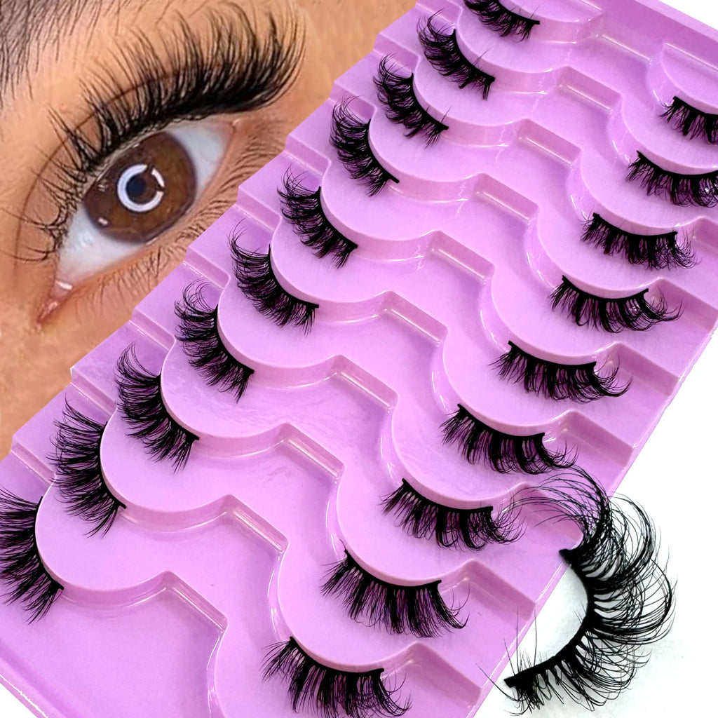 AMSDCN Half Lashes 10 Pairs Half Lashes Soft Natural Cat Eye Lashes Makeup Tool Fake Eyelashes Extension Fluffy Faux Cils