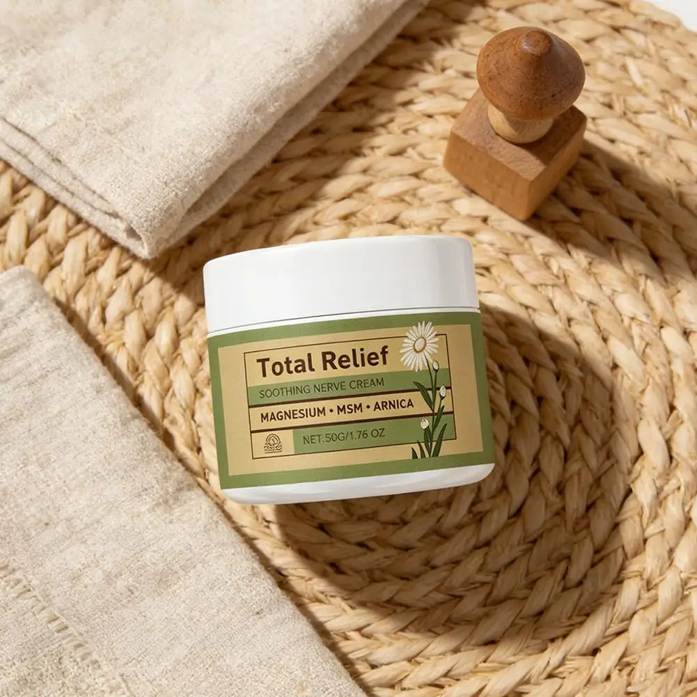 Natural Total Relief Nerve Soothing Cream, Magnesium & Arnica Infused Moisturizer for Daily Body Care & Skin Brightening