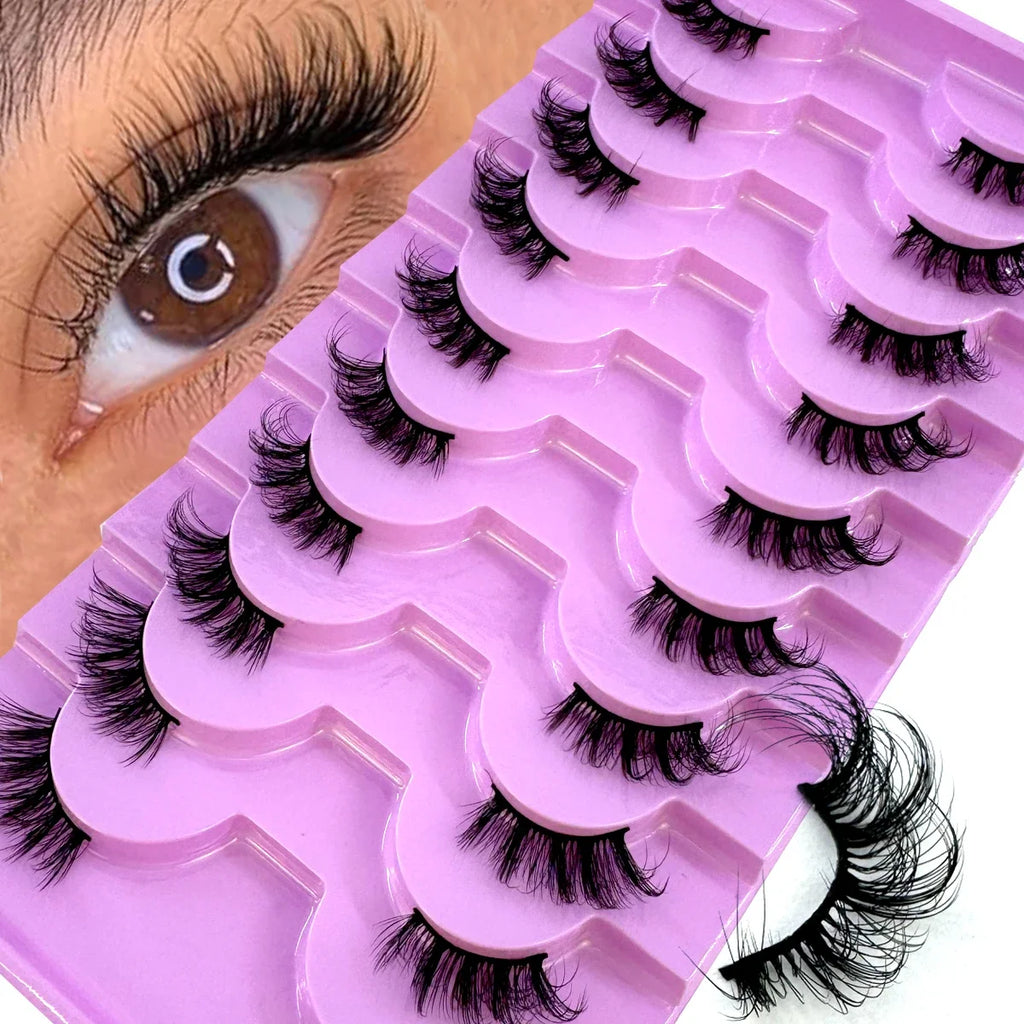 AMSDCN Half Lashes 10 Pairs Half Lashes Soft Natural Cat Eye Lashes Makeup Tool Fake Eyelashes Extension Fluffy Faux Cils