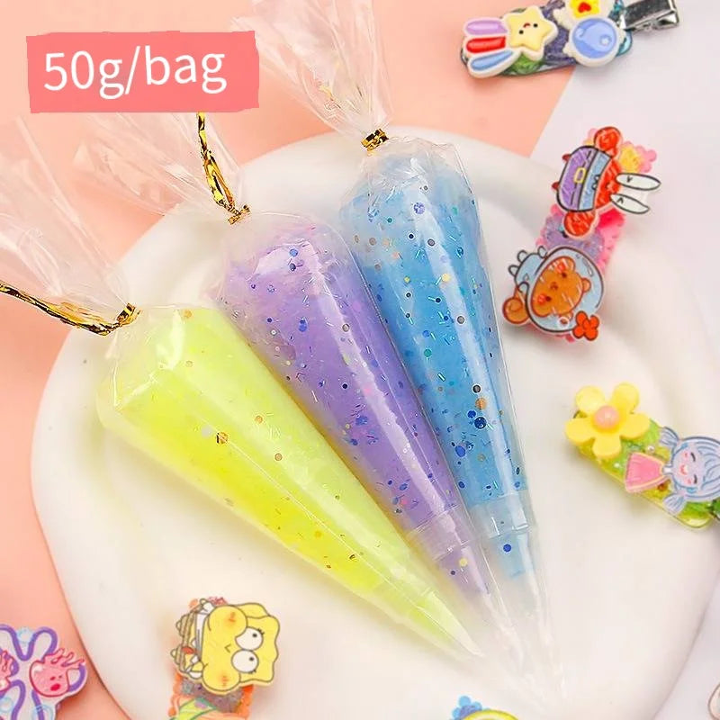 Antifreeze crystal glitter cream glue phone case DIY material, handmade accessories, food and toy handmade glue 50ml