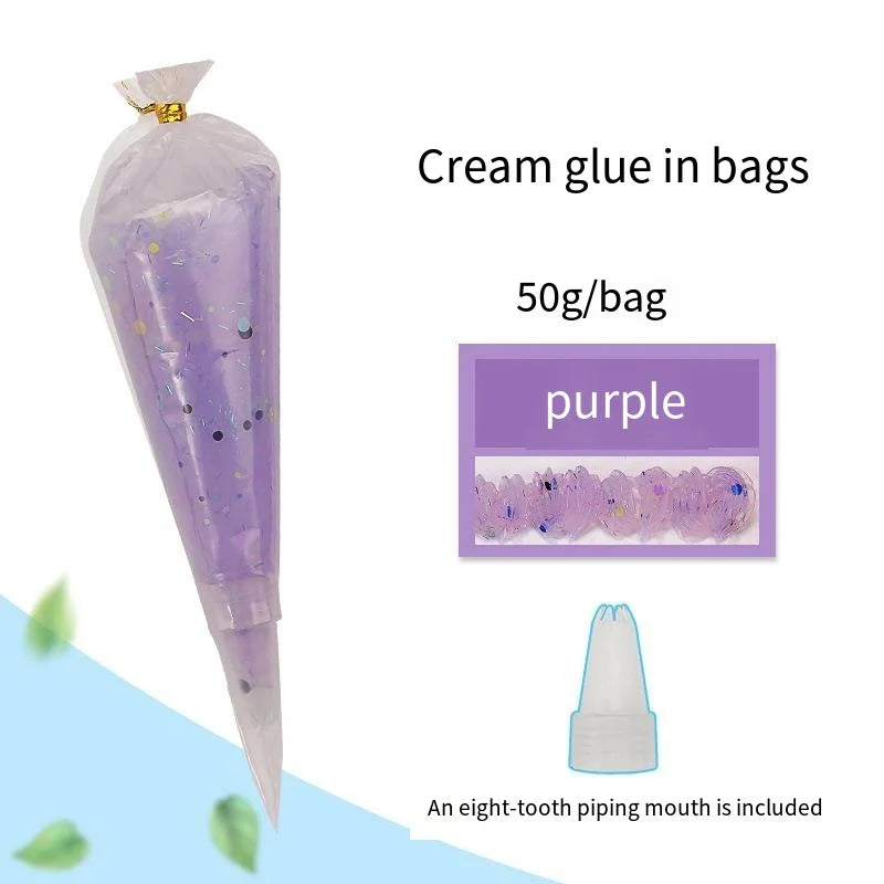 Antifreeze crystal glitter cream glue phone case DIY material, handmade accessories, food and toy handmade glue 50ml