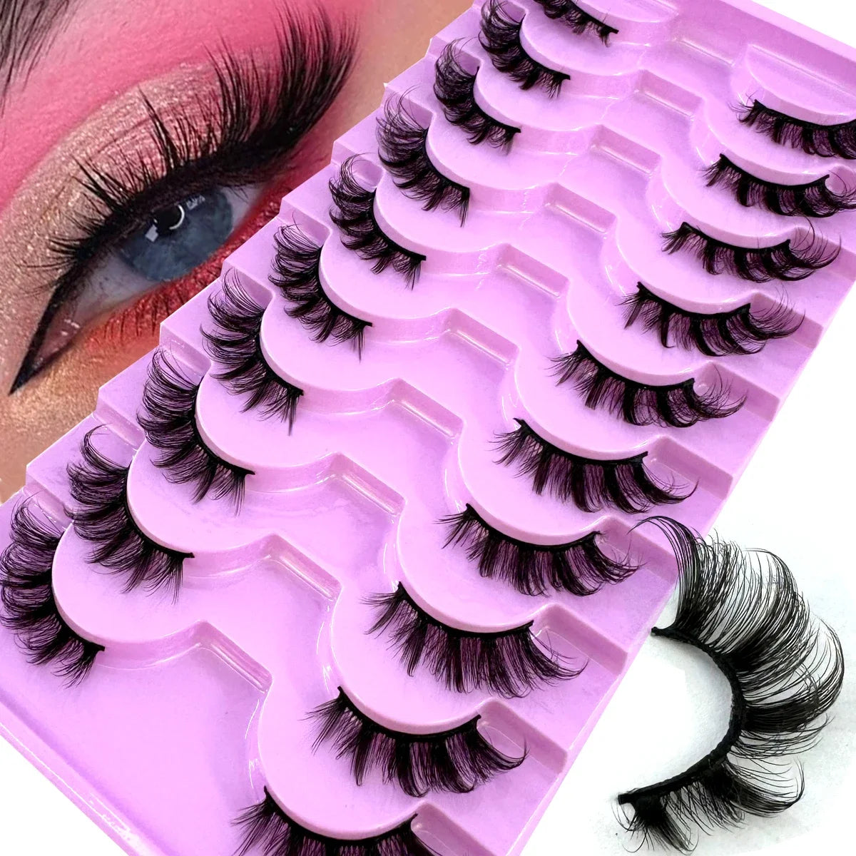 AMSDCN Half Lashes 10 Pairs Half Lashes Soft Natural Cat Eye Lashes Makeup Tool Fake Eyelashes Extension Fluffy Faux Cils