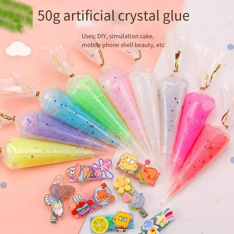 Antifreeze crystal glitter cream glue phone case DIY material, handmade accessories, food and toy handmade glue 50ml