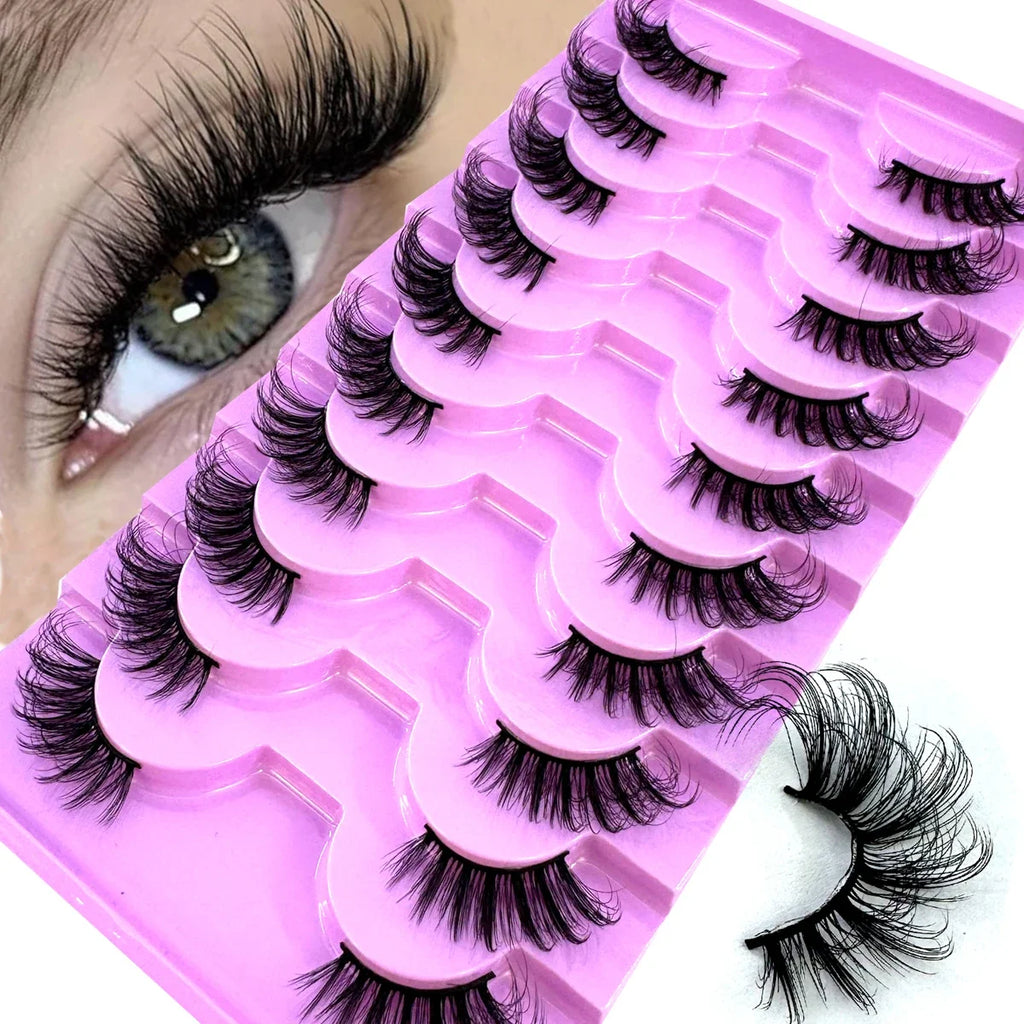 AMSDCN Half Lashes 10 Pairs Half Lashes Soft Natural Cat Eye Lashes Makeup Tool Fake Eyelashes Extension Fluffy Faux Cils