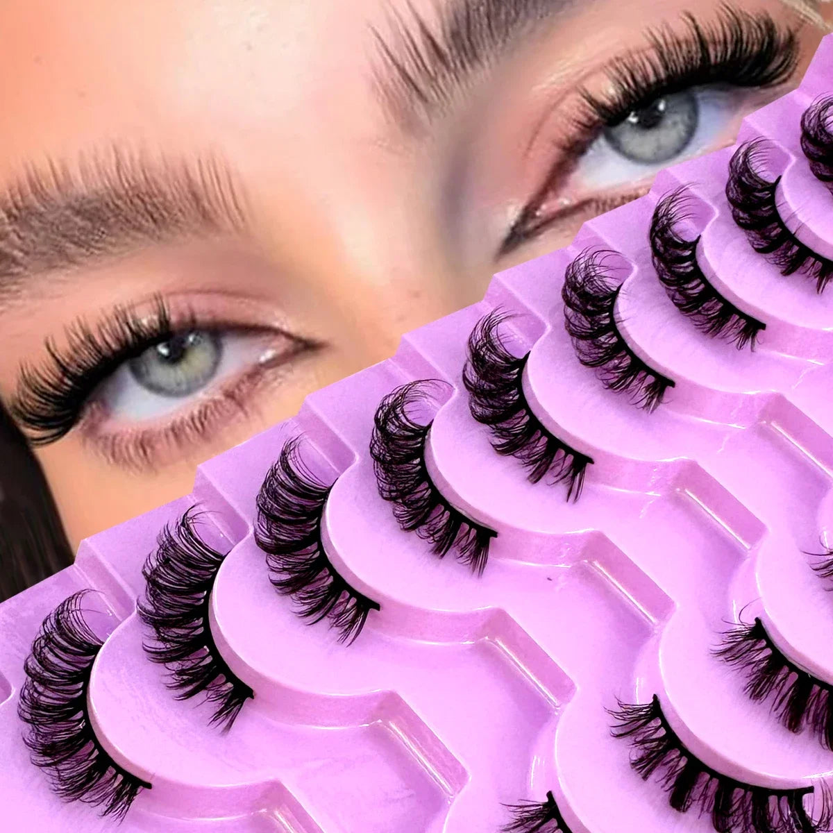 AMSDCN Half Lashes 10 Pairs Half Lashes Soft Natural Cat Eye Lashes Makeup Tool Fake Eyelashes Extension Fluffy Faux Cils