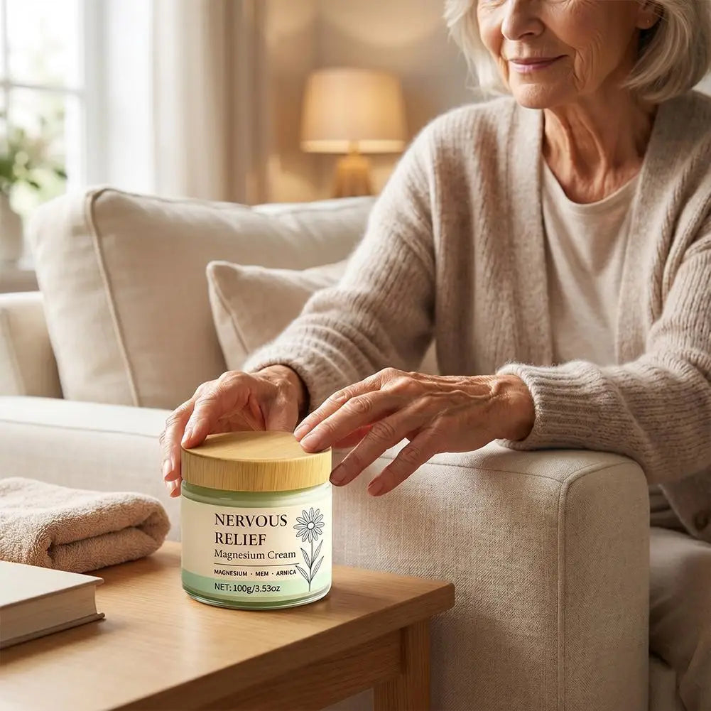 Natural Total Relief Nerve Soothing Cream, Magnesium & Arnica Infused Moisturizer for Daily Body Care & Skin Brightening