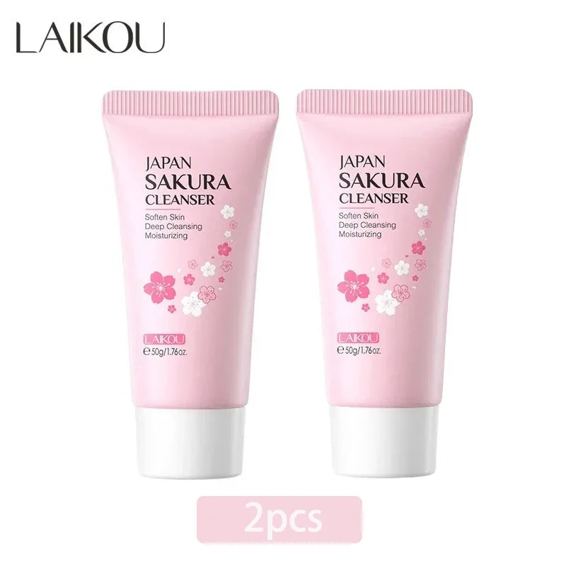 LAIKOU Sakura Cleanser Gentle Deep Cleaning Oil Control Moisturizing Shrink Pores Face Skin Care 50g Skin Cleanser All Skin Type