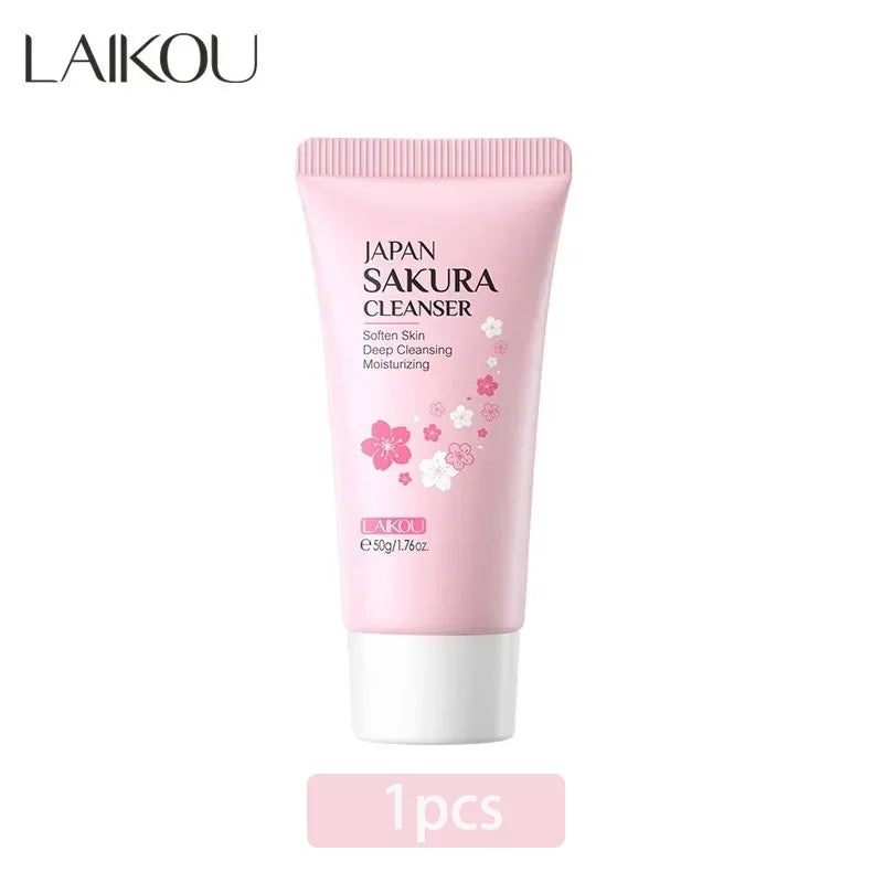 LAIKOU Sakura Cleanser Gentle Deep Cleaning Oil Control Moisturizing Shrink Pores Face Skin Care 50g Skin Cleanser All Skin Type